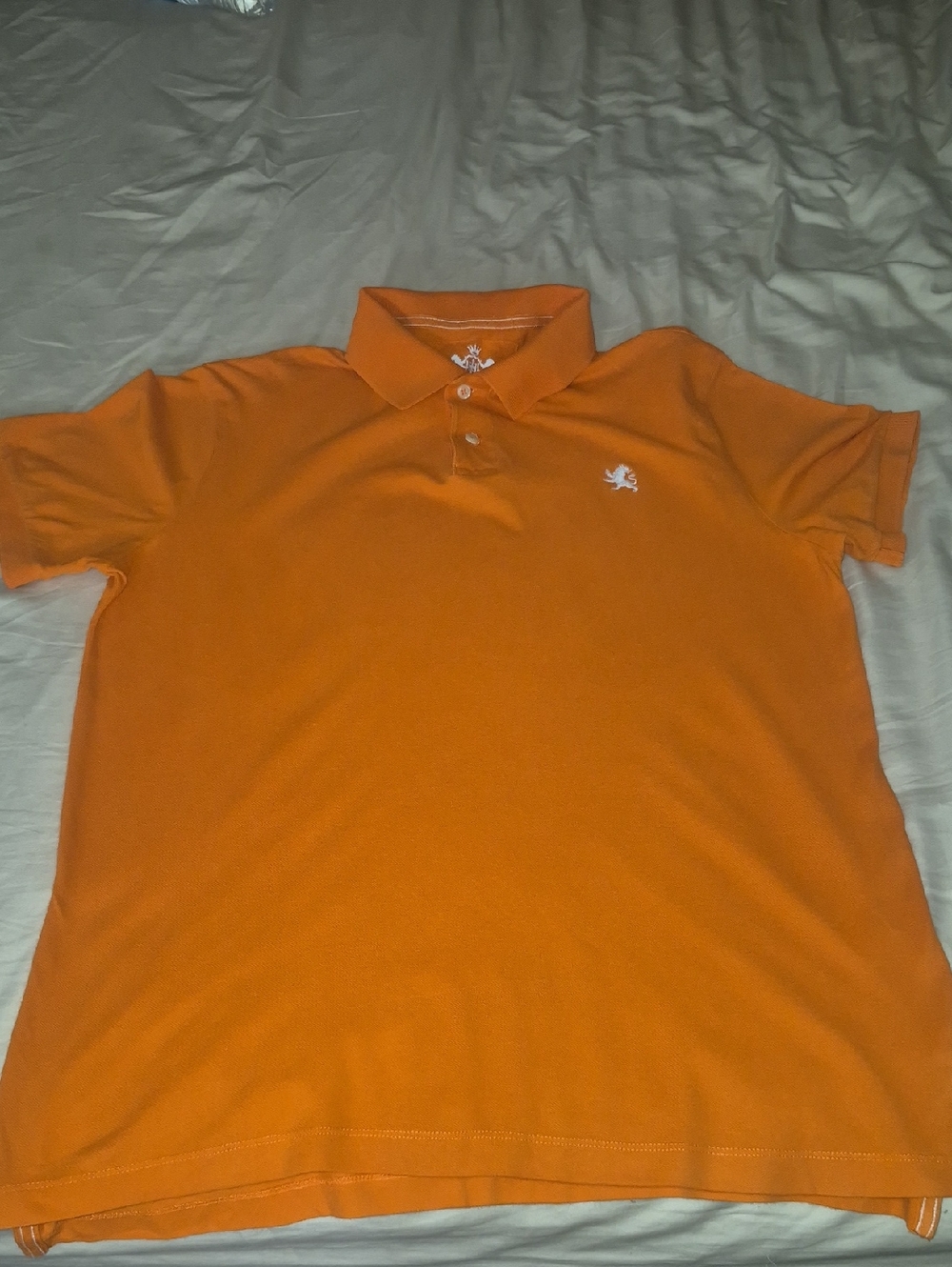Express Men's Bright Orange Polo with Embroidered Crest